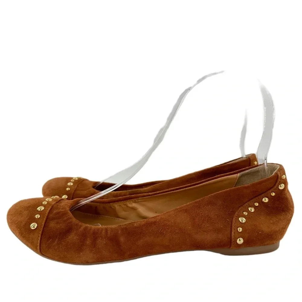 J crew womens ballet flats size 6.5 brown Italian suede  hidden wedges